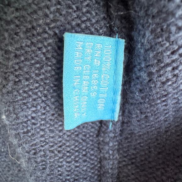 J. McLaughlin Navy Embroidered Fringe Sleeve Cardigan Jacket  L Cotton coastal - Picture 6 of 6